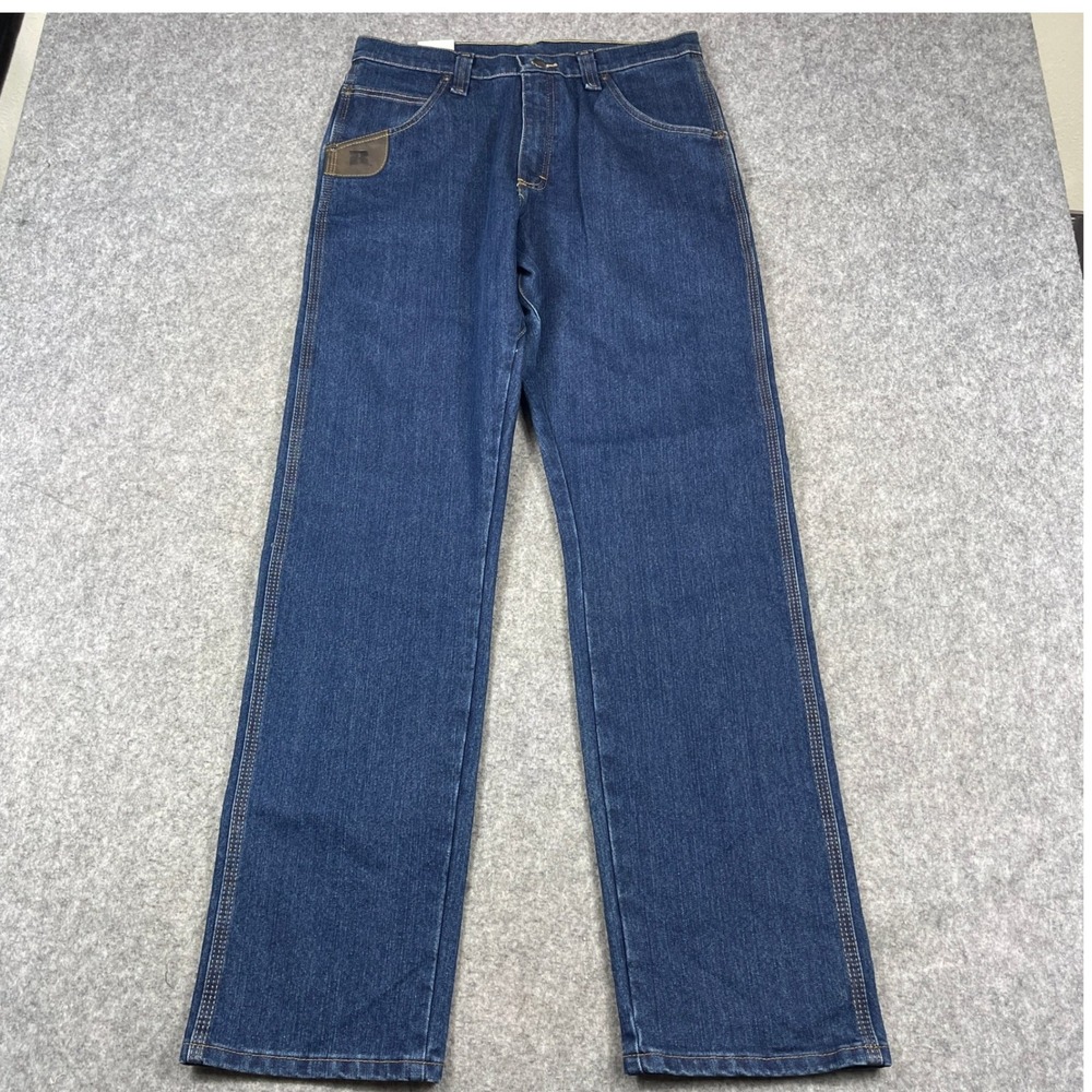 Wrangler Riggs Jeans Mens 32x34 Blue Workwear Advanced Comfort Relaxed Fit NEW